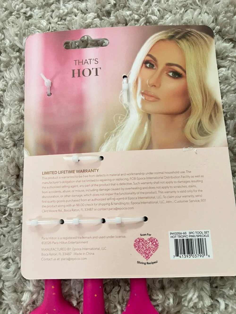 Paris Hilton Pink Mini Silicone Tool Set 3pc New